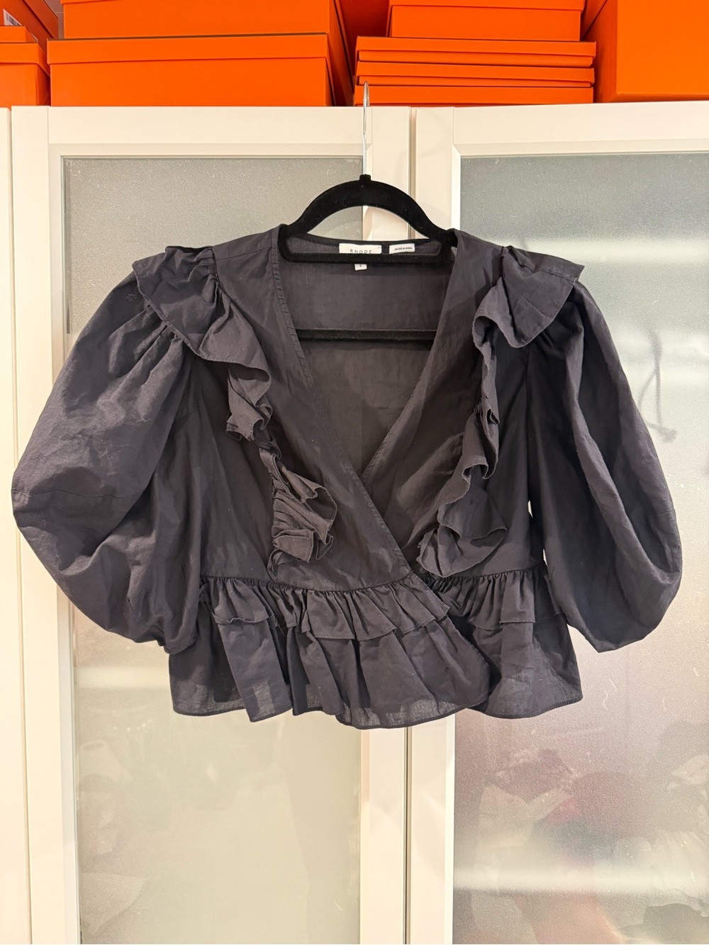 RHODE Cotton Ruffle Top S